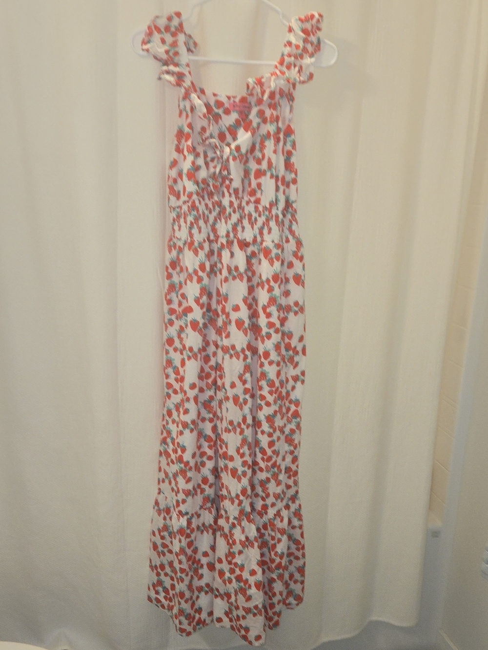 NWOT White Maxi Dress with Red Floral Print
